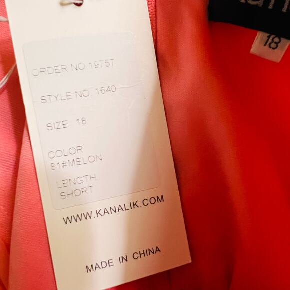 Kanali K Draped Spagetti Strap Dress Size 18 NWT In Melon - Picture 5 of 9